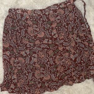 Anthropologie Floral Mini Skirt in Brown and Pink